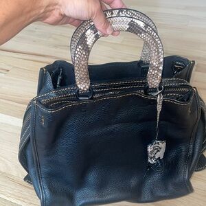 Luxury limited edition coach bag, leather & python with padlock